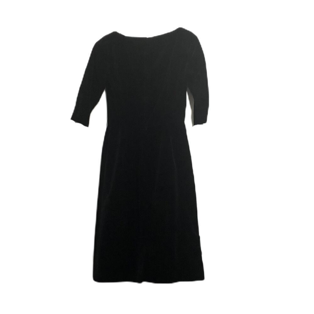 Vintage 1950s Black Form Fitting Dress with Wide Neck Opening Sz 13
